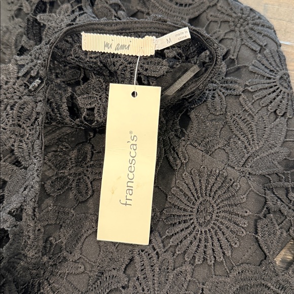 Mi Ami Francesca’s Black Dressy Lined Lace Mini Dress Open Back Fitted NWT M - Picture 9 of 16